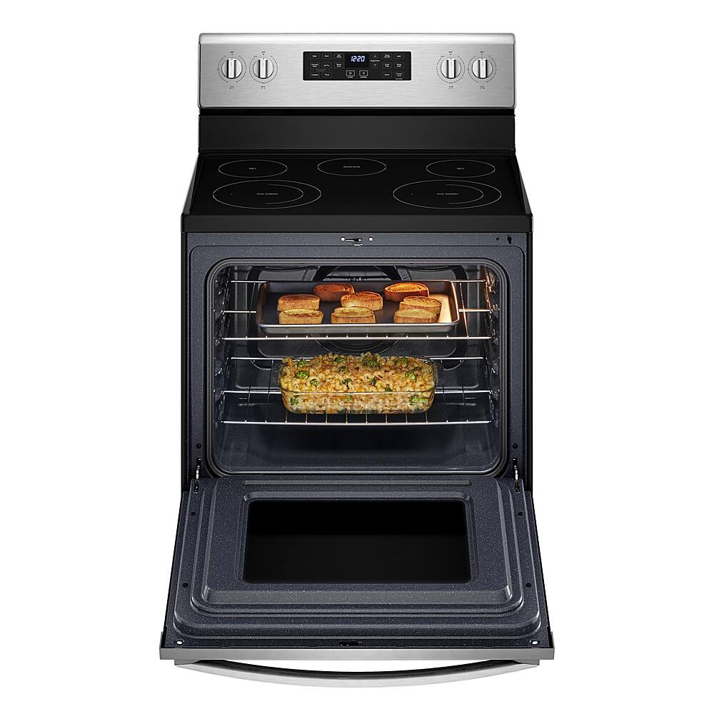 Left. Whirlpool - 5.3 Cu. Ft. Freestanding Electric Convection Range with Air Fry - Stainless Steel.