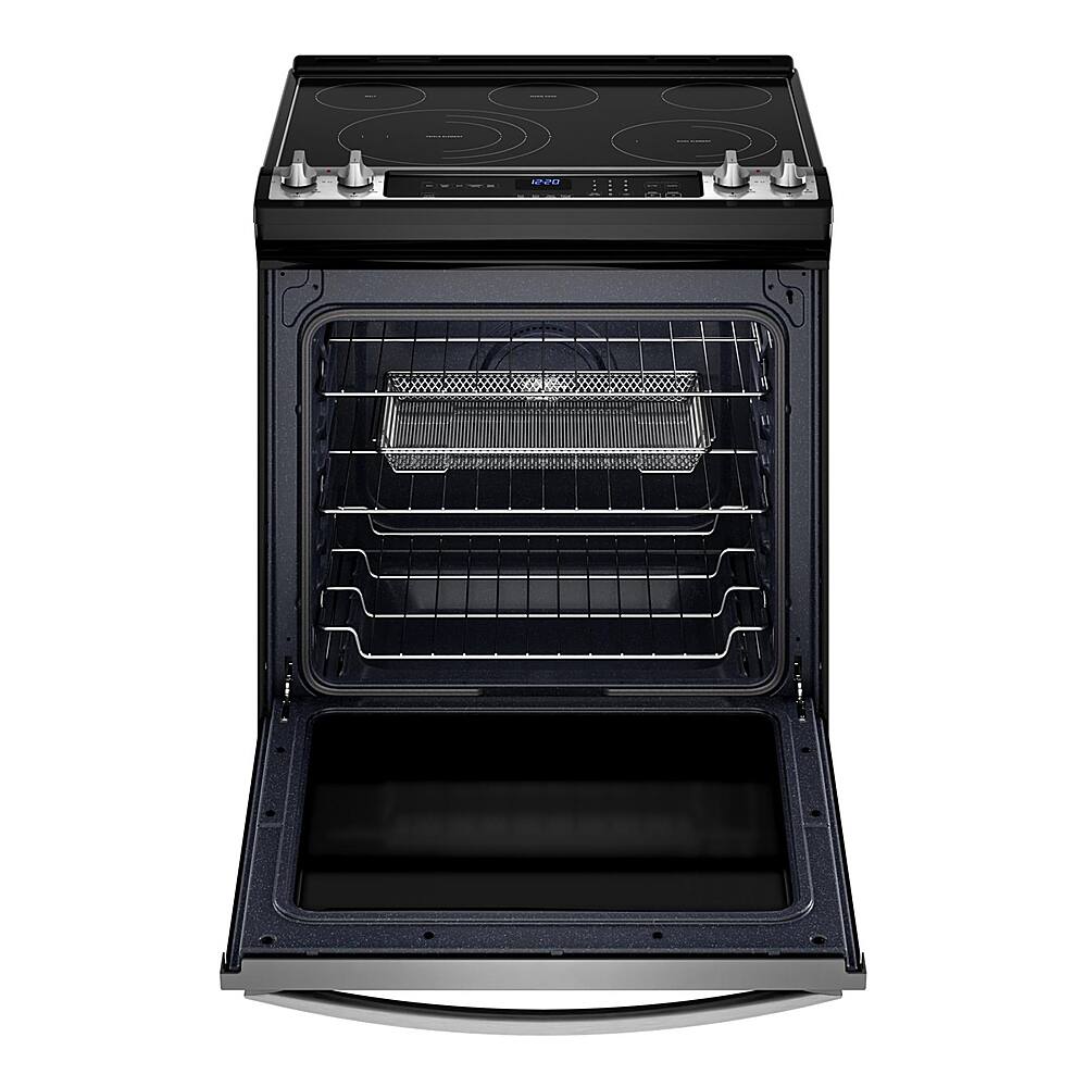 Angle. Whirlpool - 6.4 Cu. Ft. Freestanding Electric True Convection Range with Air Fry for Frozen Foods - Fingerprint Resistant Stainless Steel.