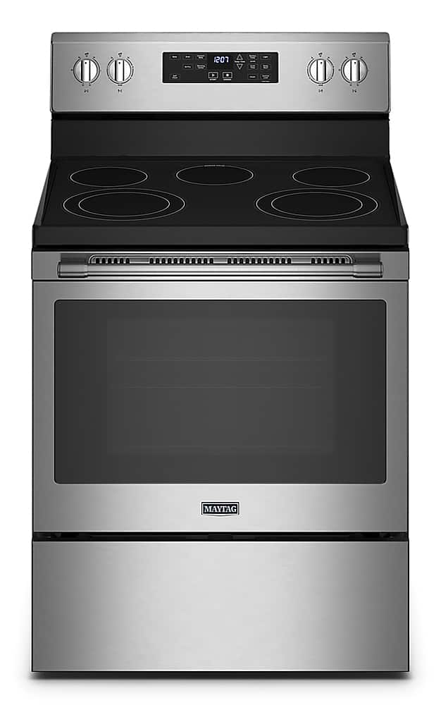 Maytag - 5.3 Cu. Ft. Electric Range with Air Fry - Stainless Steel - Front_Zoom