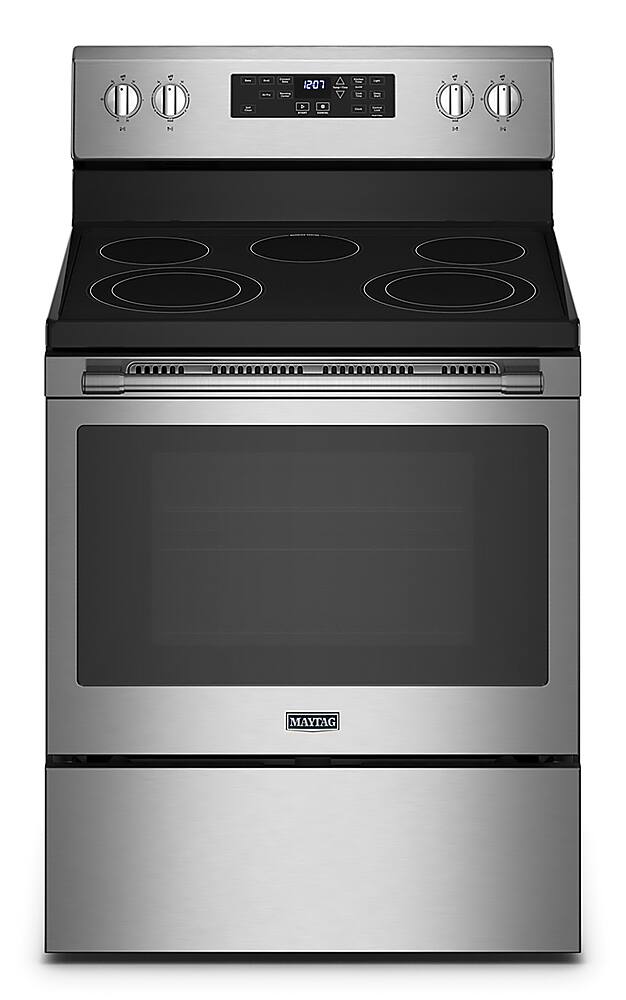 Front. Maytag - 5.3 Cu. Ft. Electric Range with Air Fry - Fingerprint Resistant Stainless Steel.