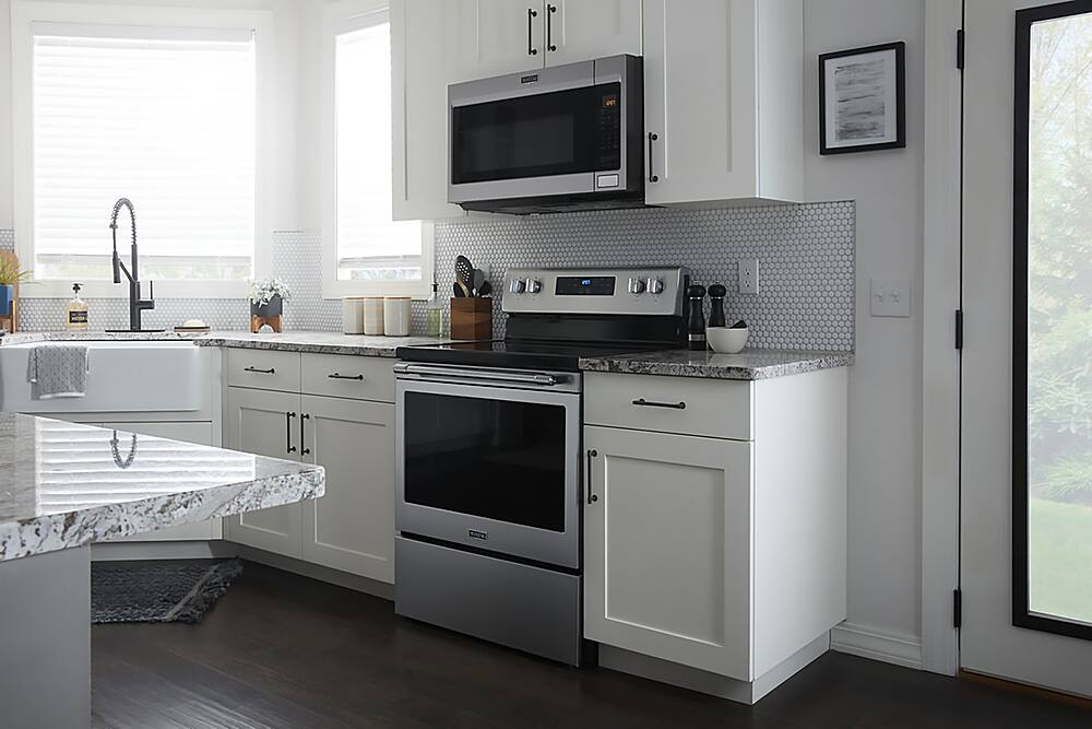 Alt View 24. Maytag - 5.3 Cu. Ft. Electric Range with Air Fry - Fingerprint Resistant Stainless Steel.