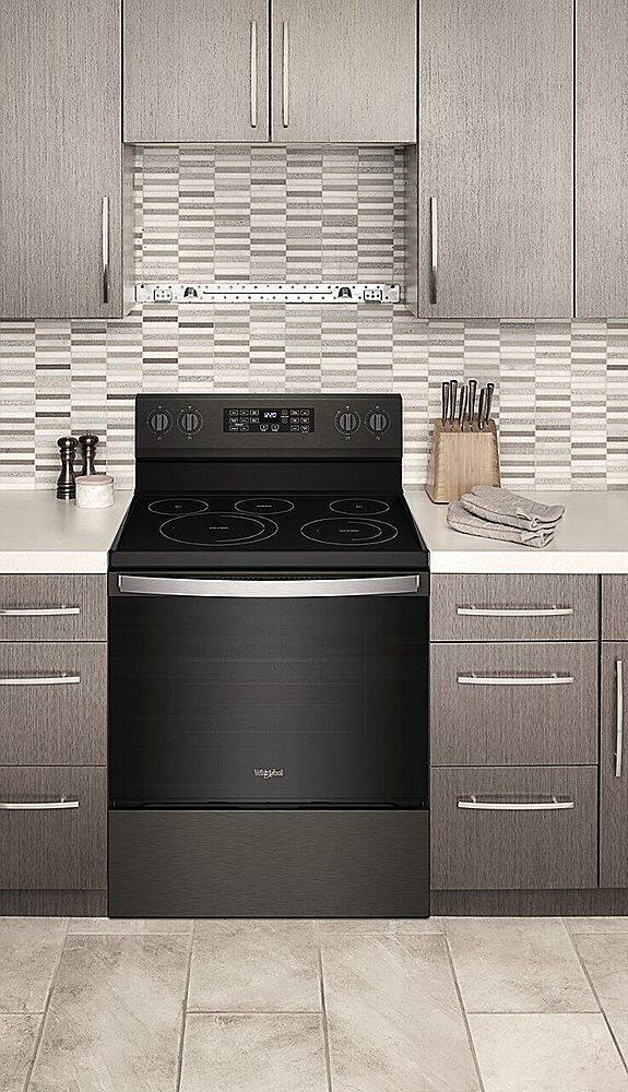Alt View 20. Whirlpool - 5.3 Cu. Ft. Freestanding Electric Convection Range with Air Fry - Black Stainless.