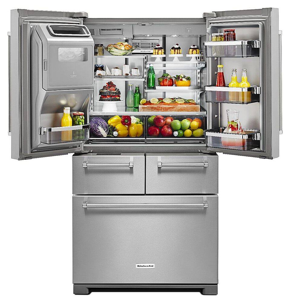 Alt View 2. KitchenAid - 25.8 Cu. Ft. 5-Door French Door Refrigerator - Stainless steel.