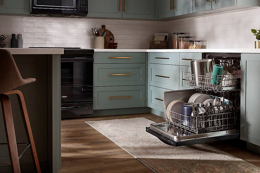 Alt View 25. Whirlpool - 24" Top Control Built-In Dishwasher with Stainless Steel Tub, Large Capacity with Tall Top Rack, 50 dBA - Black.