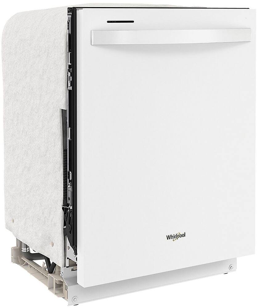 Angle. Whirlpool - 24" Top Control Built-In Dishwasher with Stainless Steel Tub, Large Capacity with Tall Top Rack, 50 dBA - White.