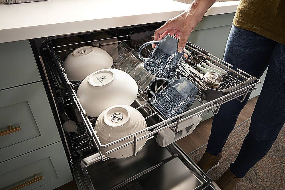 Alt View 24. Whirlpool - 24" Top Control Built-In Dishwasher with Stainless Steel Tub, Large Capacity & 3rd Rack, 47 dBA - Black stainless steel.