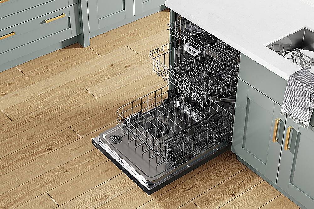 Alt View 33. Whirlpool - 24" Top Control Built-In Dishwasher with Stainless Steel Tub, Large Capacity & 3rd Rack, 47 dBA - Black stainless steel.