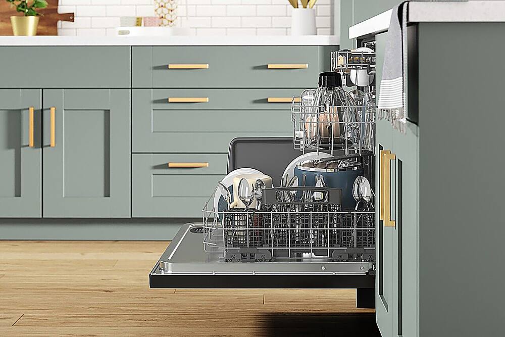 Alt View 35. Whirlpool - 24" Top Control Built-In Dishwasher with Stainless Steel Tub, Large Capacity & 3rd Rack, 47 dBA - Black stainless steel.