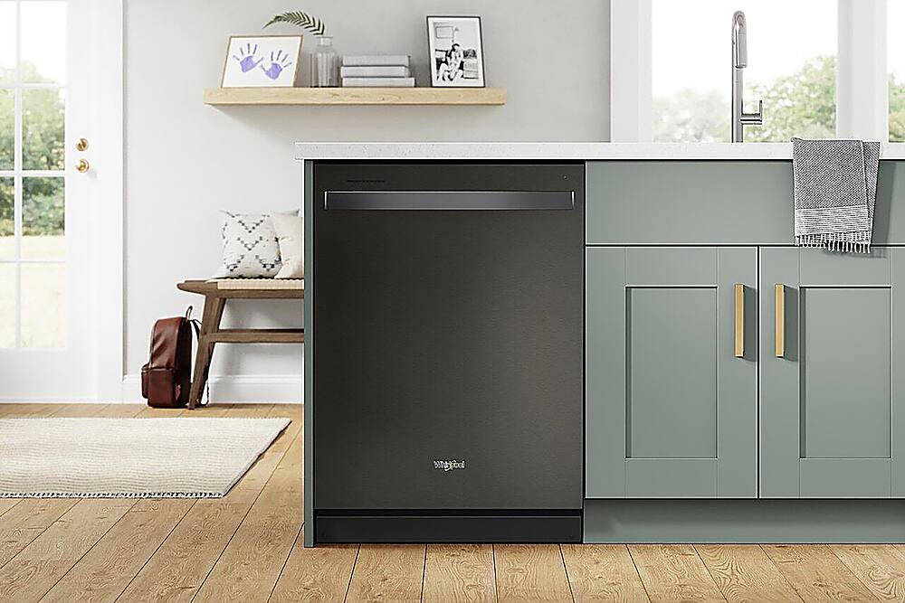 Alt View 37. Whirlpool - 24" Top Control Built-In Dishwasher with Stainless Steel Tub, Large Capacity & 3rd Rack, 47 dBA - Black stainless steel.