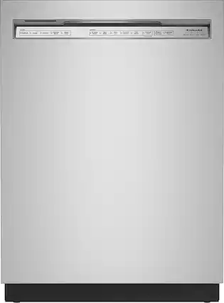 Front. KitchenAid - 24" Front Control Built-In Dishwasher with Stainless Steel Tub, ProWash, 47 dBA - Stainless Steel.