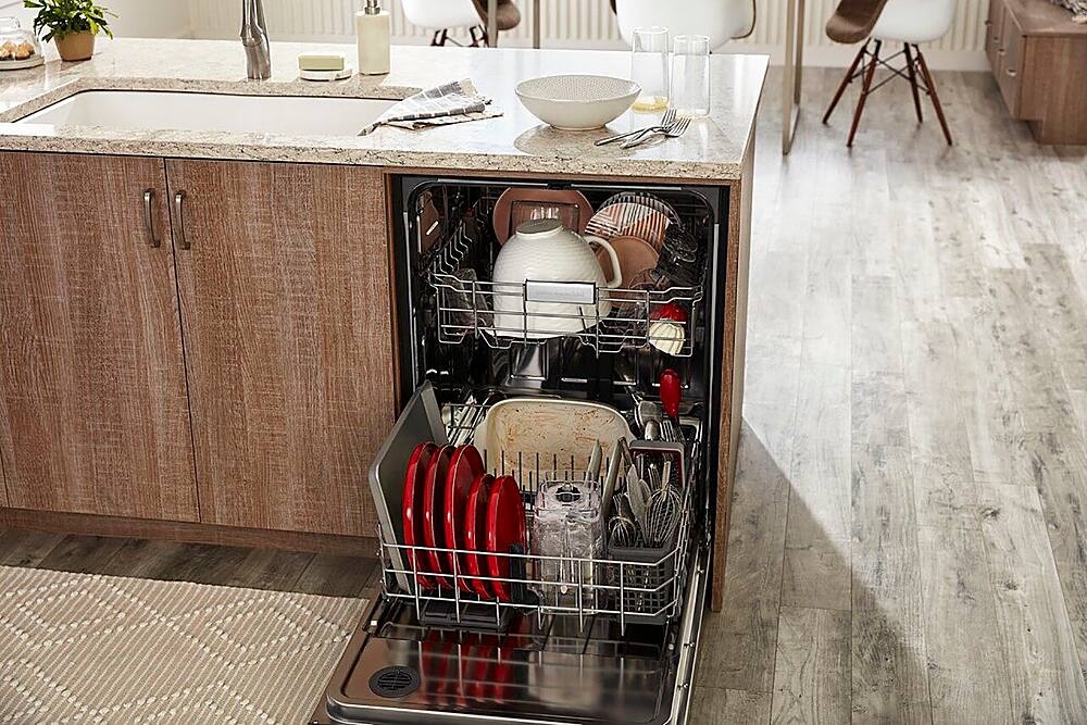 Alt View 30. KitchenAid - 24" Front Control Built-In Dishwasher with Stainless Steel Tub, ProWash, 47 dBA - Stainless Steel.