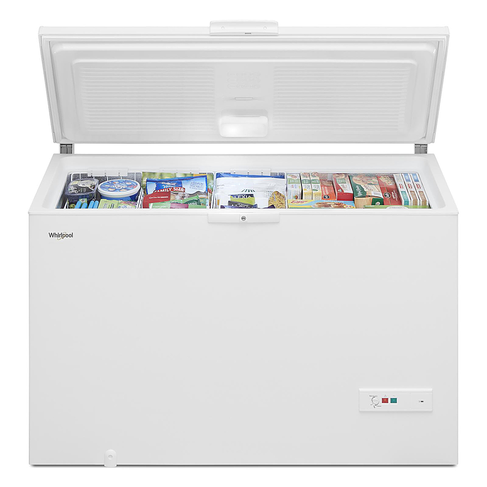 Left View: Amana - 16 Cu. Ft. Chest Freezer with Basket - White