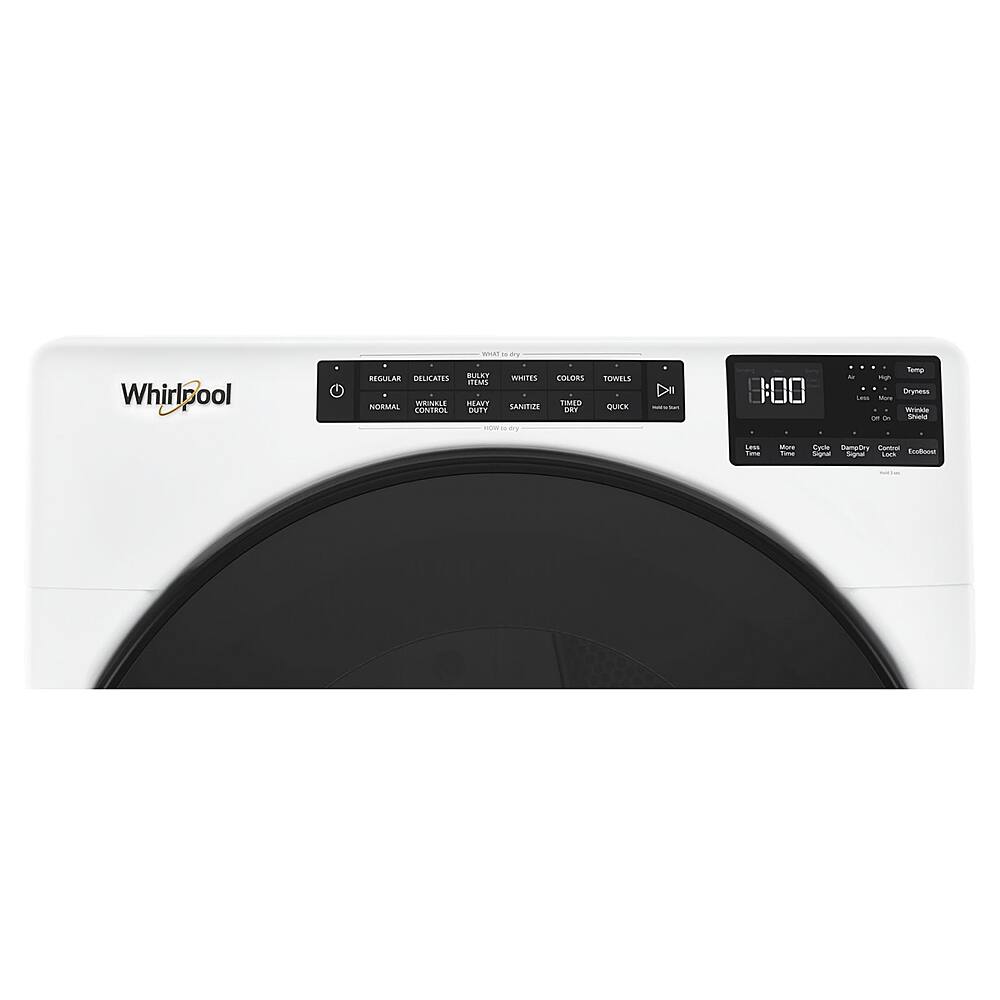 Left. Whirlpool - 7.4 Cu. Ft. Stackable Electric Dryer with Wrinkle Shield - White.