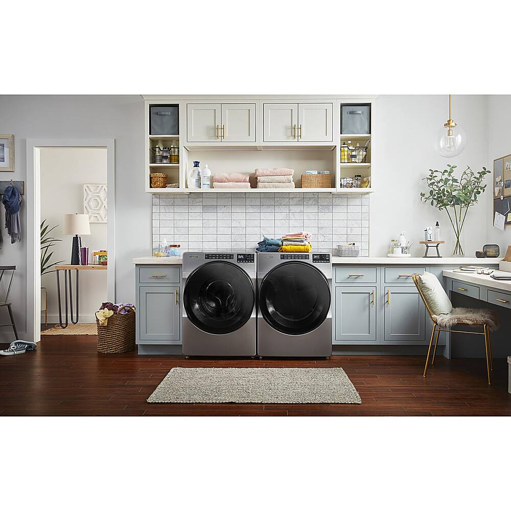 Alt View 15. Whirlpool - 4.5 Cu. Ft. High-Efficiency Stackable Front Load Washer with Steam and Tumble Fresh - Chrome Shadow.