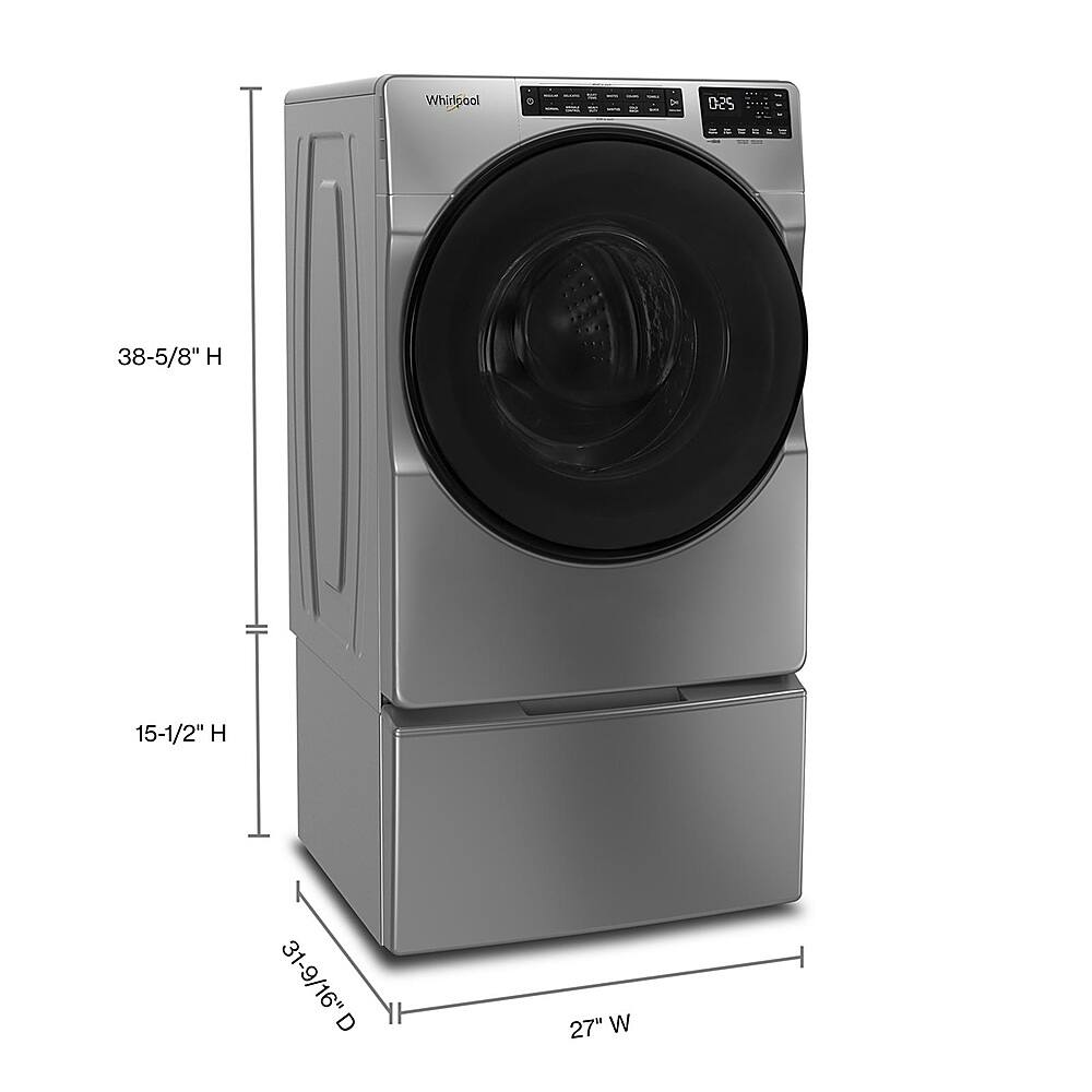 Alt View 3. Whirlpool - 4.5 Cu. Ft. High-Efficiency Stackable Front Load Washer with Steam and Tumble Fresh - Chrome Shadow.