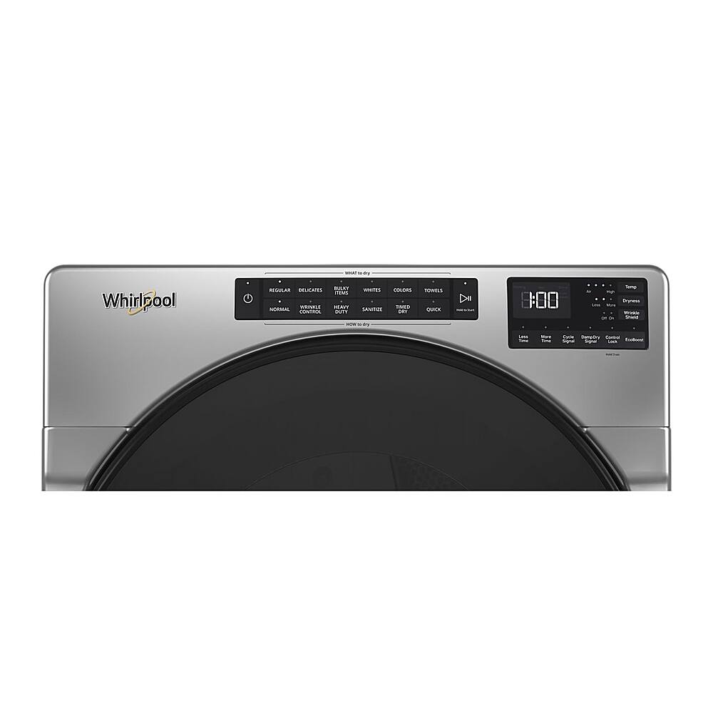 Left. Whirlpool - 7.4 Cu. Ft. Stackable Electric Dryer with Wrinkle Shield - Chrome Shadow.