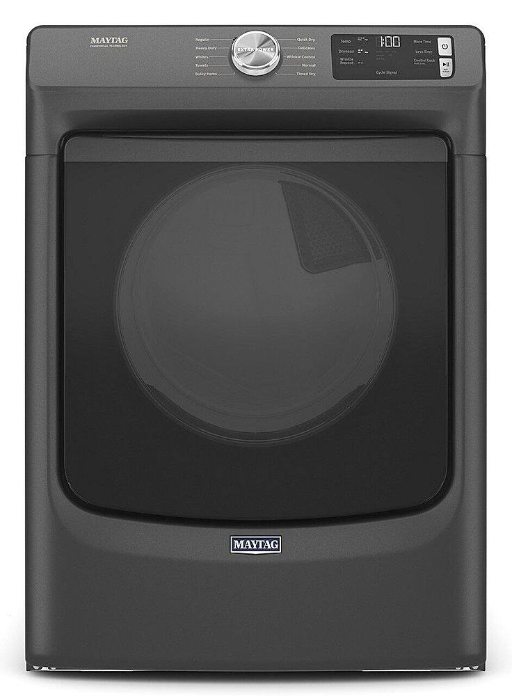 Front. Maytag - 7.3 Cu. Ft. Gas Dryer with Extra Power Button - Volcano Black.