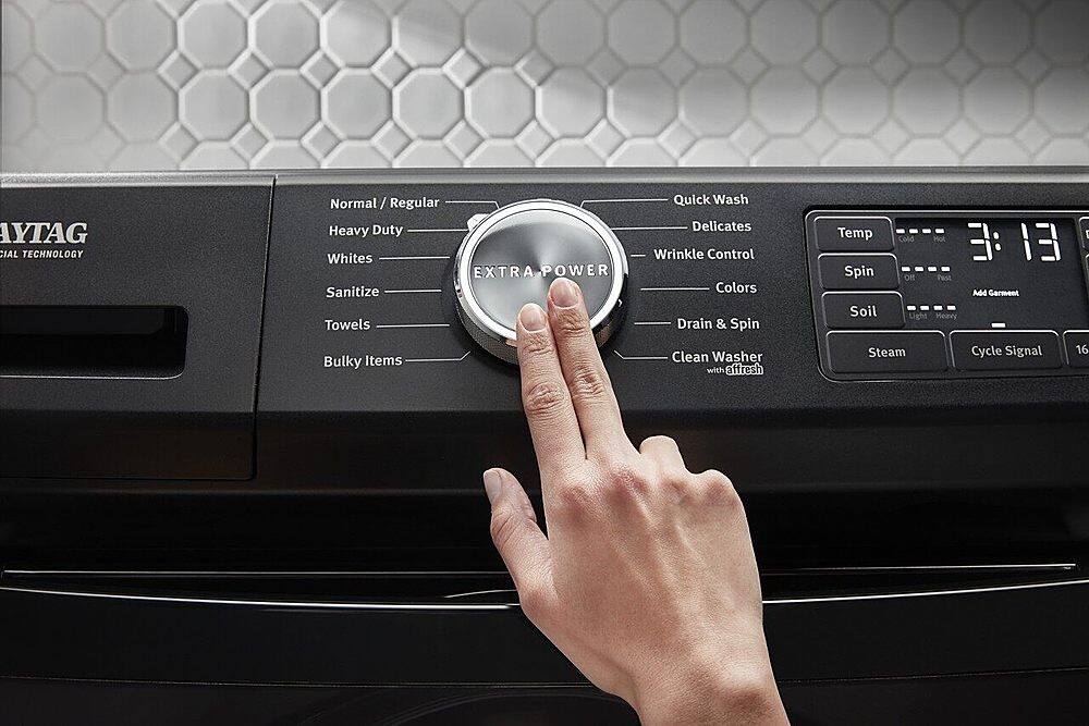 Alt View 13. Maytag - 7.3 Cu. Ft. Stackable Electric Dryer with Extra Power Button - Volcano Black.