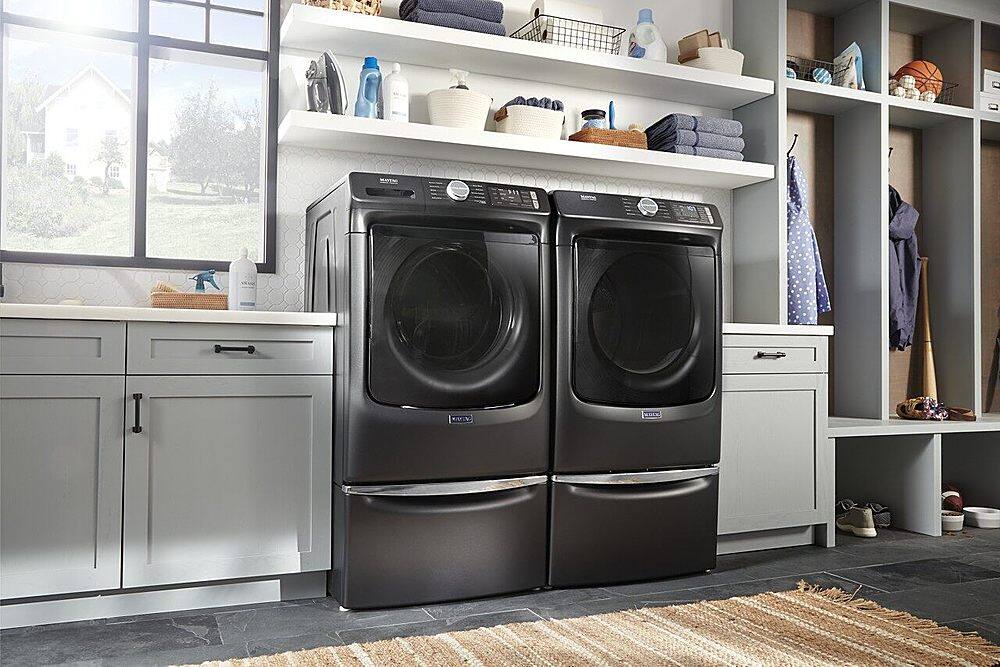Alt View 18. Maytag - 7.3 Cu. Ft. Stackable Electric Dryer with Extra Power Button - Volcano Black.