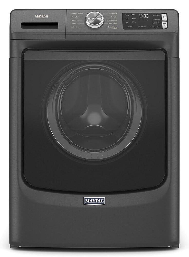 Maytag - 4.5 Cu. Ft. High-Efficiency Stackable Front Load Washer with Steam and Fresh Spin - Volcano Black - Front_Zoom
