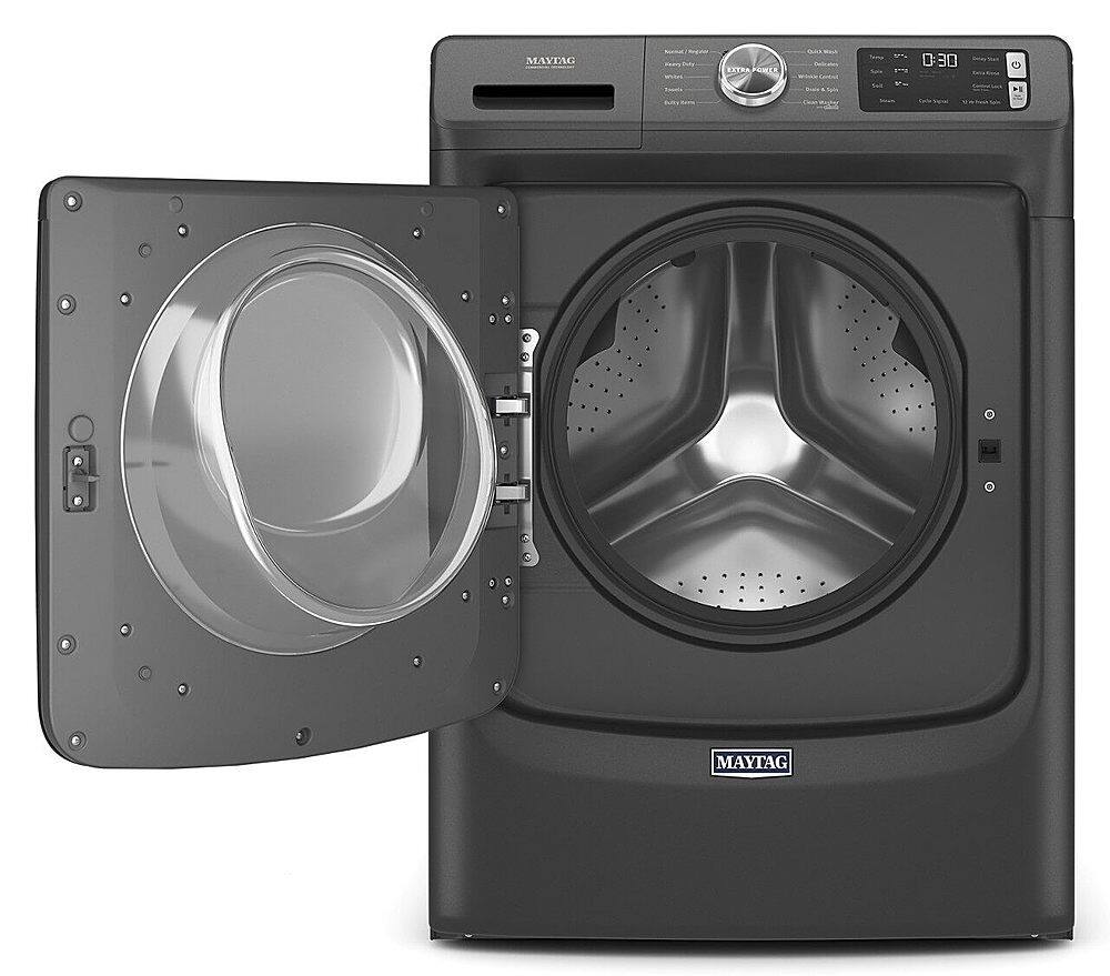 Alt View 1. Maytag - 4.5 Cu. Ft. High-Efficiency Stackable Front Load Washer with Steam and Fresh Spin - Volcano Black.