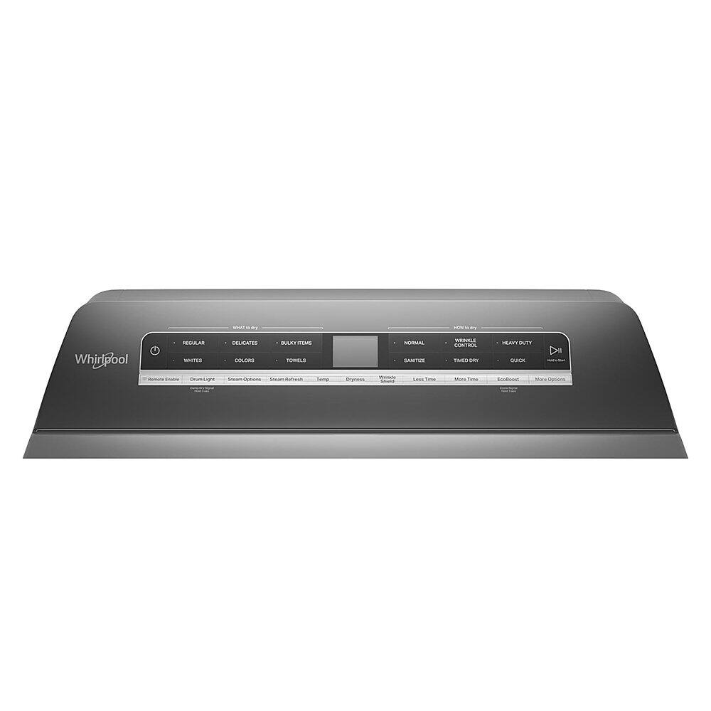 Left. Whirlpool - 7.4 Cu. Ft. Smart Electric Dryer with Steam and Advanced Moisture Sensing - Chrome Shadow.