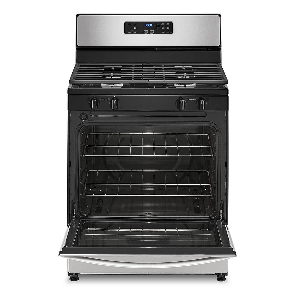 Angle. Whirlpool - 5.1 Cu. Ft. Freestanding Gas Range with Broiler Drawer - Stainless Steel.