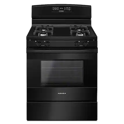 Front. Amana - 5.1 Cu. Ft. Freestanding Gas Range with Bake Assist Temps - Black.