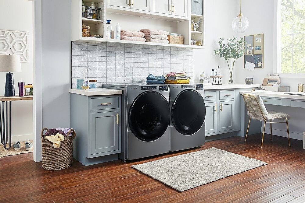 Alt View 13. Whirlpool - 7.4 Cu. Ft. Stackable Gas Dryer with Wrinkle Shield Plus Option - Chrome Shadow.