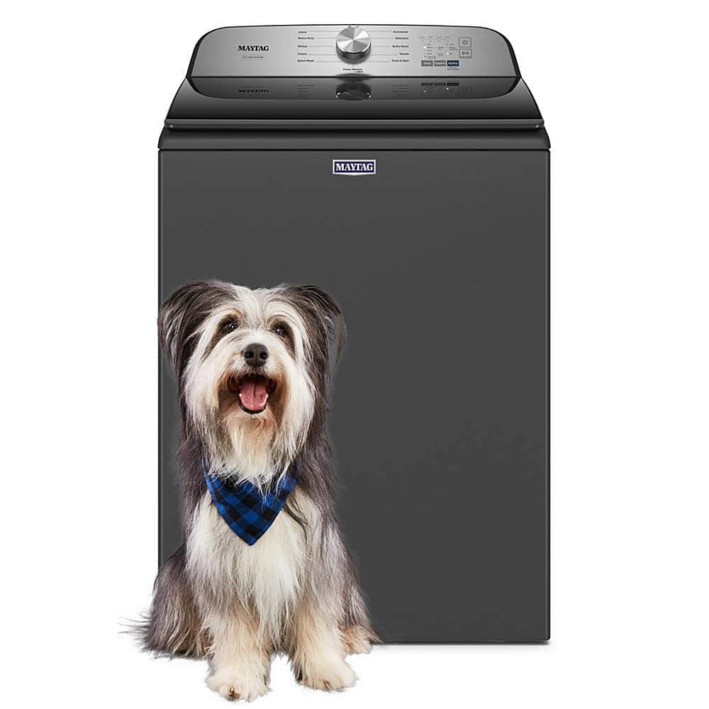 Front. Maytag - 4.7 Cu. Ft. High Efficiency Top Load Washer with Pet Pro System - Volcano Black.