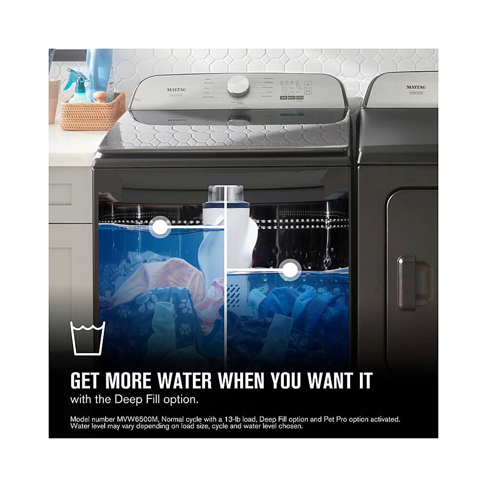 Alt View 19. Maytag - 4.7 Cu. Ft. High Efficiency Top Load Washer with Pet Pro System - Volcano Black.