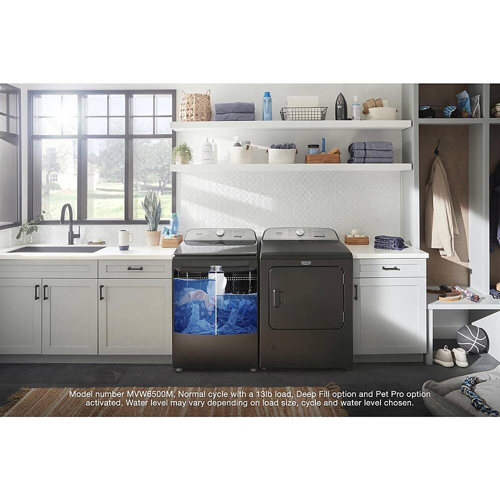 Alt View 24. Maytag - 4.7 Cu. Ft. High Efficiency Top Load Washer with Pet Pro System - Volcano Black.