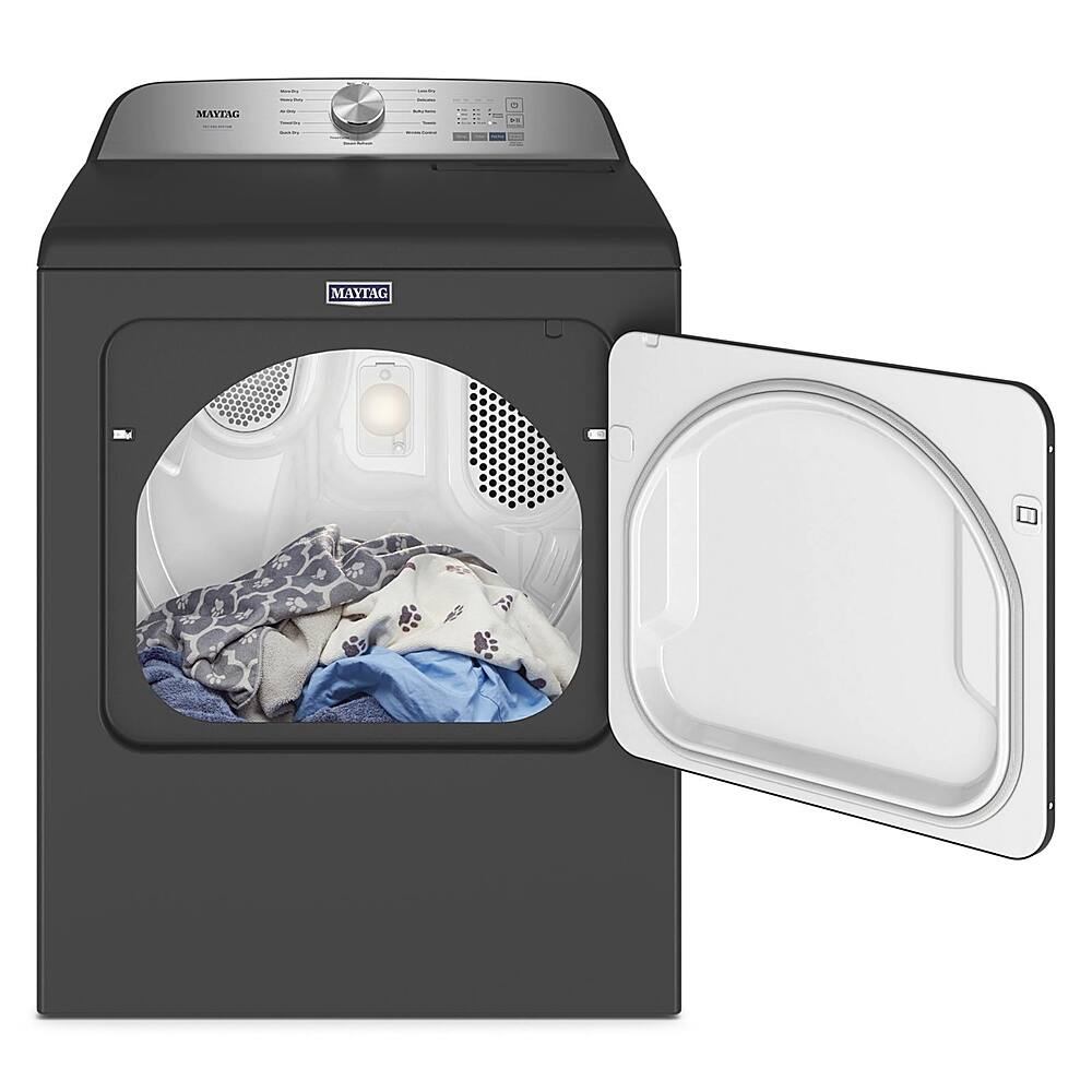 Alt View 2. Maytag - 7.0 Cu. Ft. Electric Dryer with Steam and Pet Pro System - Volcano Black.
