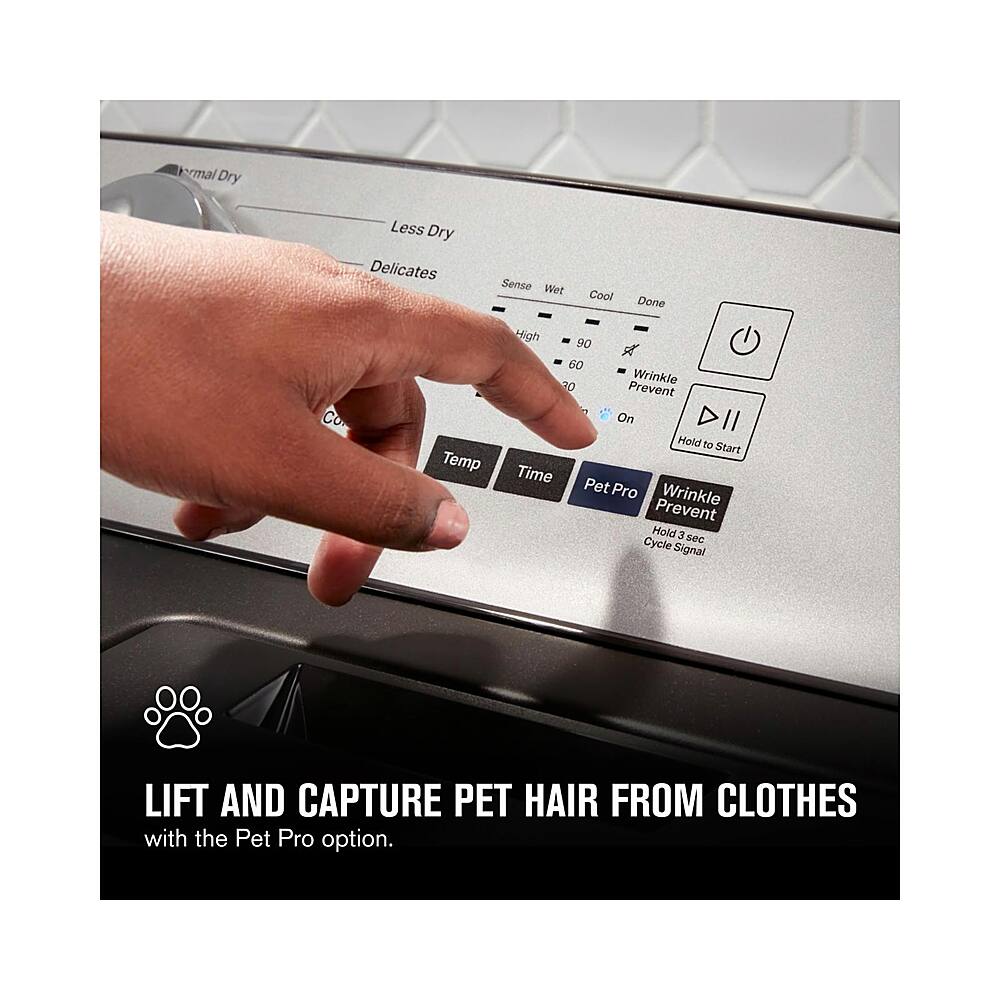 Alt View 13. Maytag - 7.0 Cu. Ft. Gas Dryer with Steam and Pet Pro System - Volcano Black.