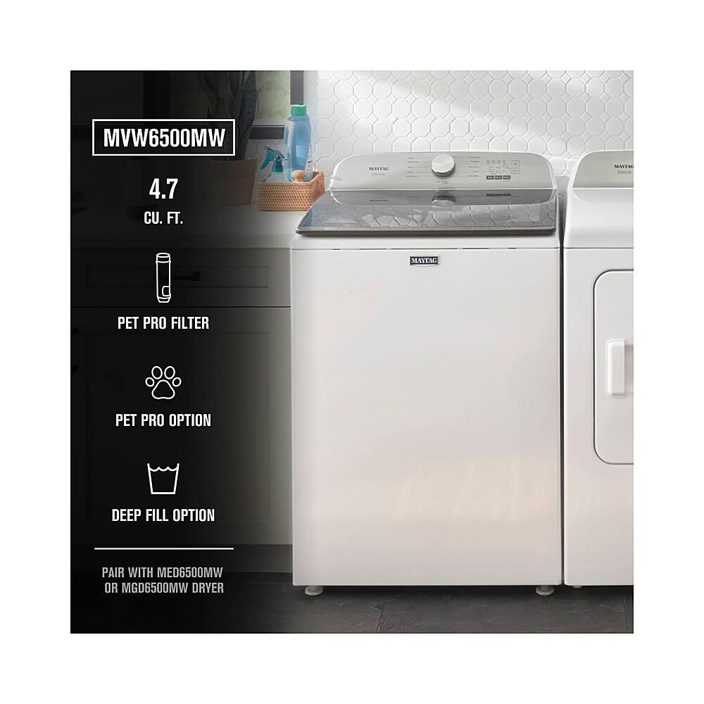 Alt View 17. Maytag - 4.7 Cu. Ft. High Efficiency Top Load Washer with Pet Pro System - White.