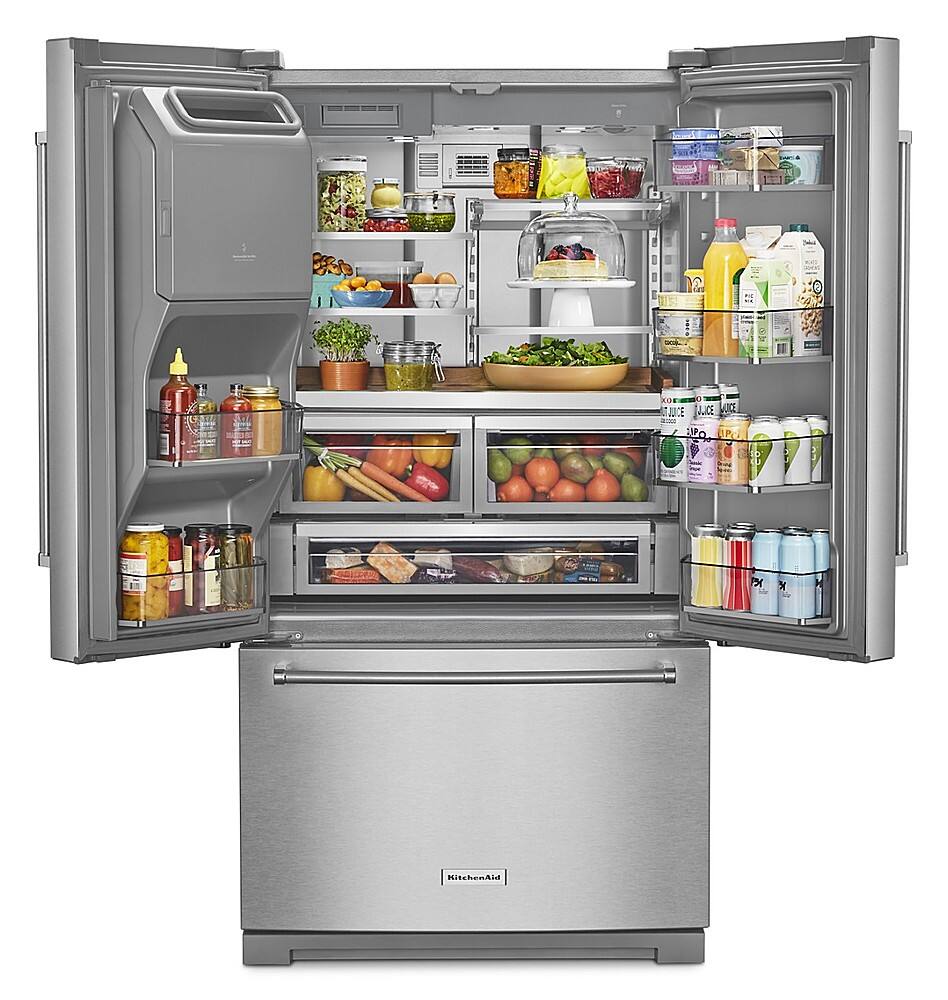 Alt View 2. KitchenAid - 27 Cu. Ft. French Door Refrigerator with External Water and Ice Dispenser - Stainless Steel with PrintShield Finish.