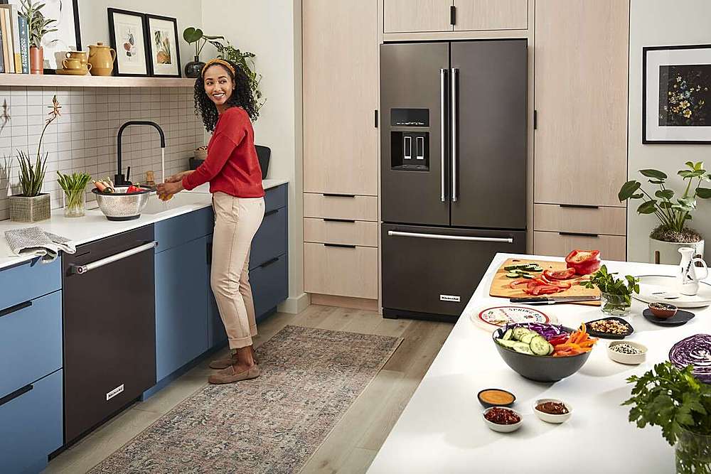 Alt View 15. KitchenAid - 27 Cu. Ft. French Door Refrigerator with External Water and Ice Dispenser - Black Stainless Steel.