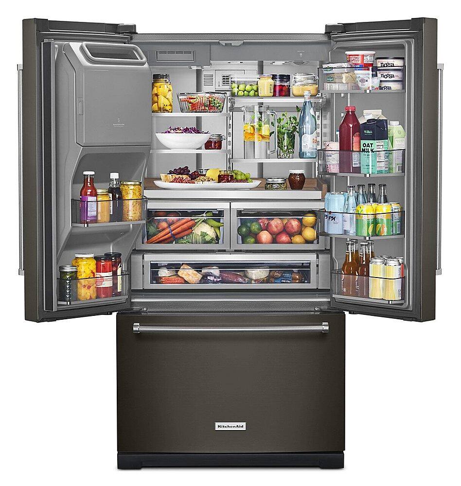 Alt View 2. KitchenAid - 27 Cu. Ft. French Door Refrigerator with External Water and Ice Dispenser - Black Stainless Steel.