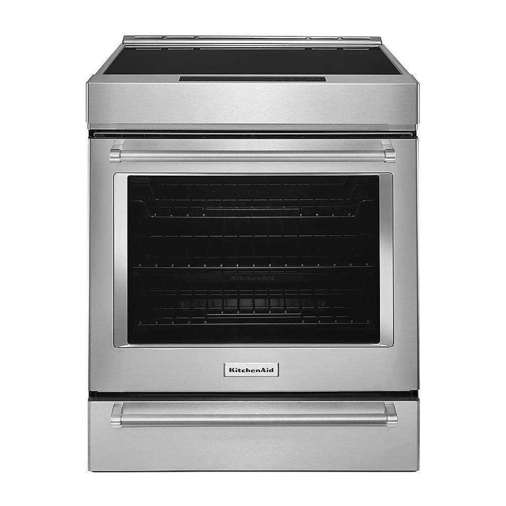 Front. KitchenAid - 6.4 Cu. Ft. Slide-In Electric Induction Convection Range with Air Fry - Stainless Steel.