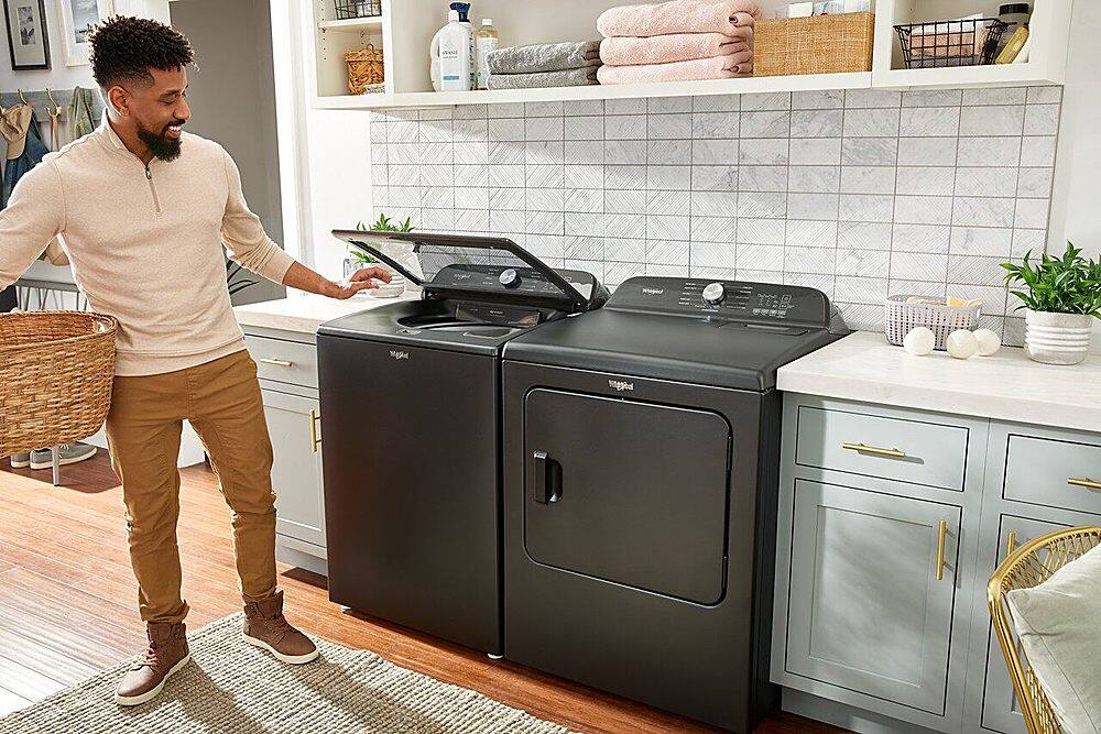 Alt View 14. Whirlpool - 5.3 Cu. Ft. High Efficiency Top Load Washer with Deep Water Wash Option - Volcano Black.