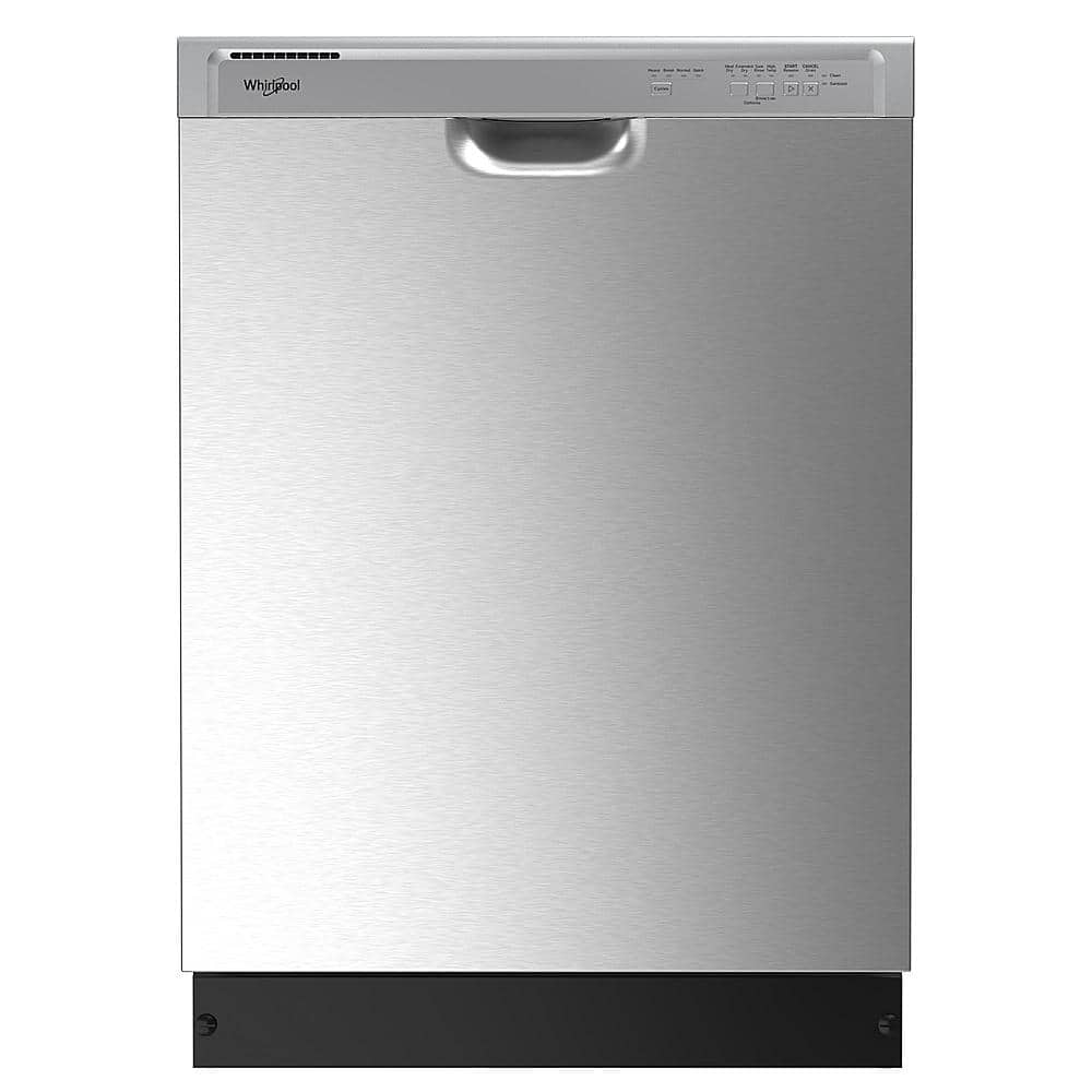 Front. Whirlpool - Front Control Built-In Dishwasher with Boost Cycle and 57 dBa - Stainless Steel.