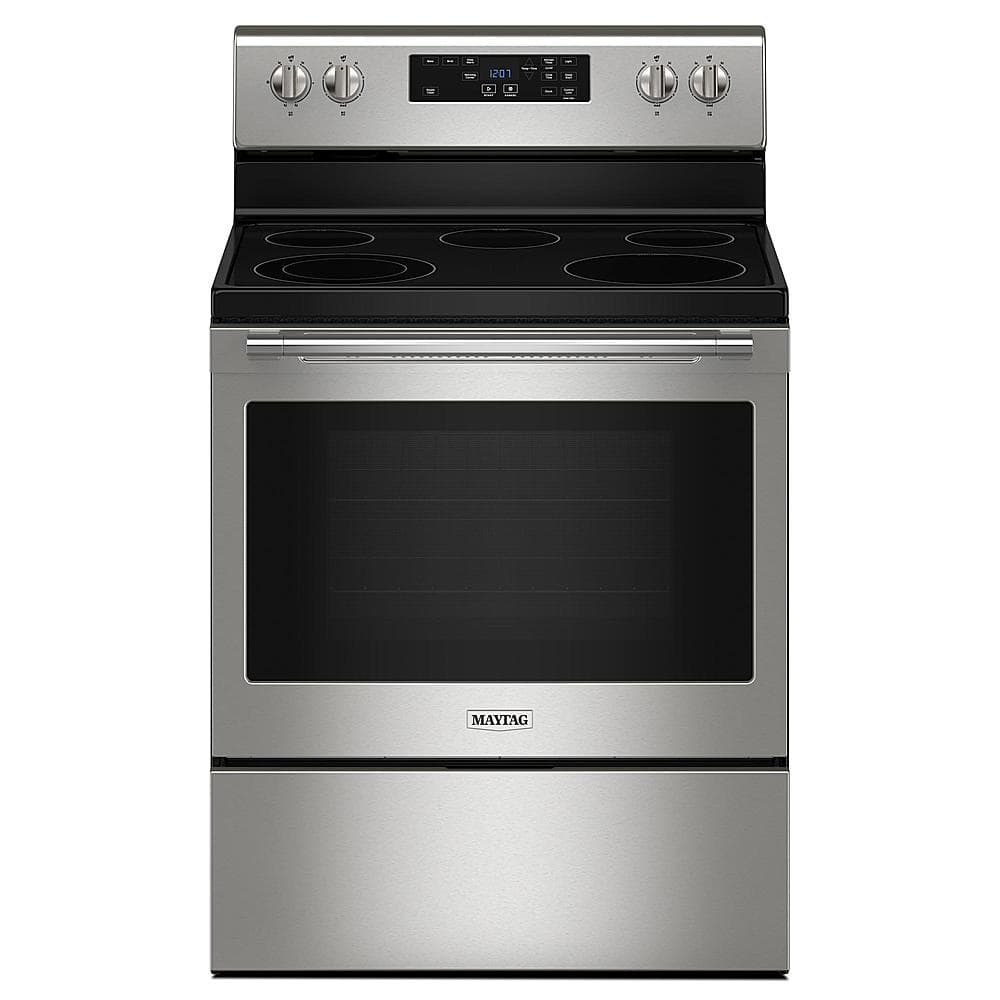 Maytag - 5.3 Cu. Ft. Freestanding Electric Range with Steam Clean - Stainless Steel - Front_Zoom