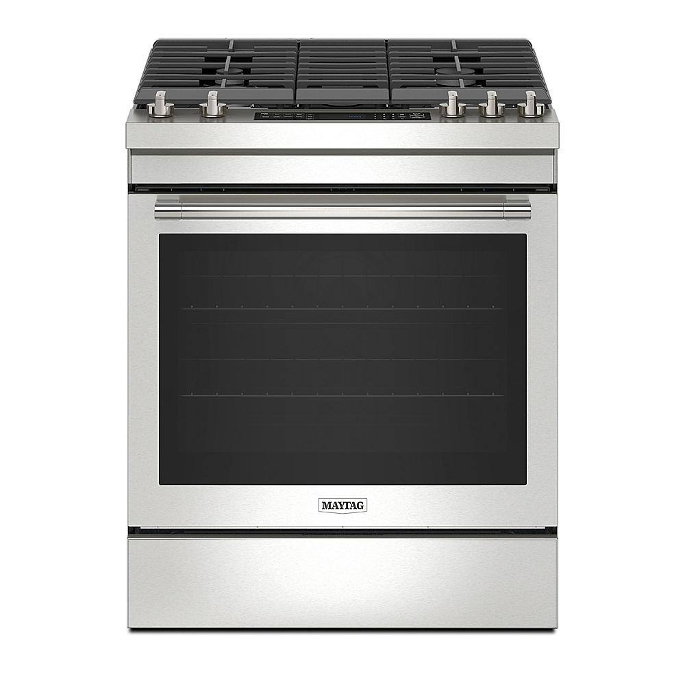 Front. Maytag - 6.4 Cu. Ft. Freestanding Gas Range with Air Fry - Fingerprint Resistant Stainless Steel.