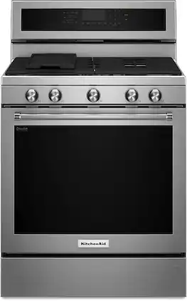 KitchenAid - 5.8 Cu. Ft. Self-Cleaning Freestanding Gas True Convection Range with Even-Heat - Stainless Steel