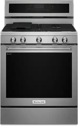 Front. KitchenAid - 5.8 Cu. Ft. Self-Cleaning Freestanding Gas True Convection Range with Even-Heat - Stainless steel.