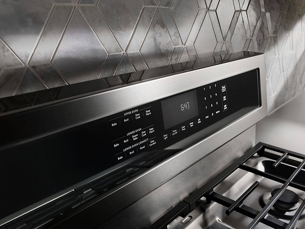 Alt View 14. KitchenAid - 6.7 Cu. Ft. Self-Cleaning Freestanding Double Oven Dual Fuel Convection Range - Stainless steel.