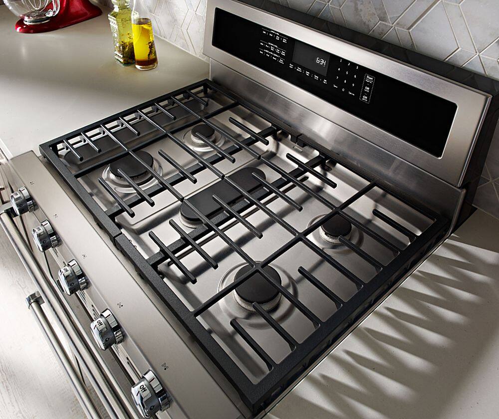 Alt View 16. KitchenAid - 6.7 Cu. Ft. Self-Cleaning Freestanding Double Oven Dual Fuel Convection Range - Stainless steel.