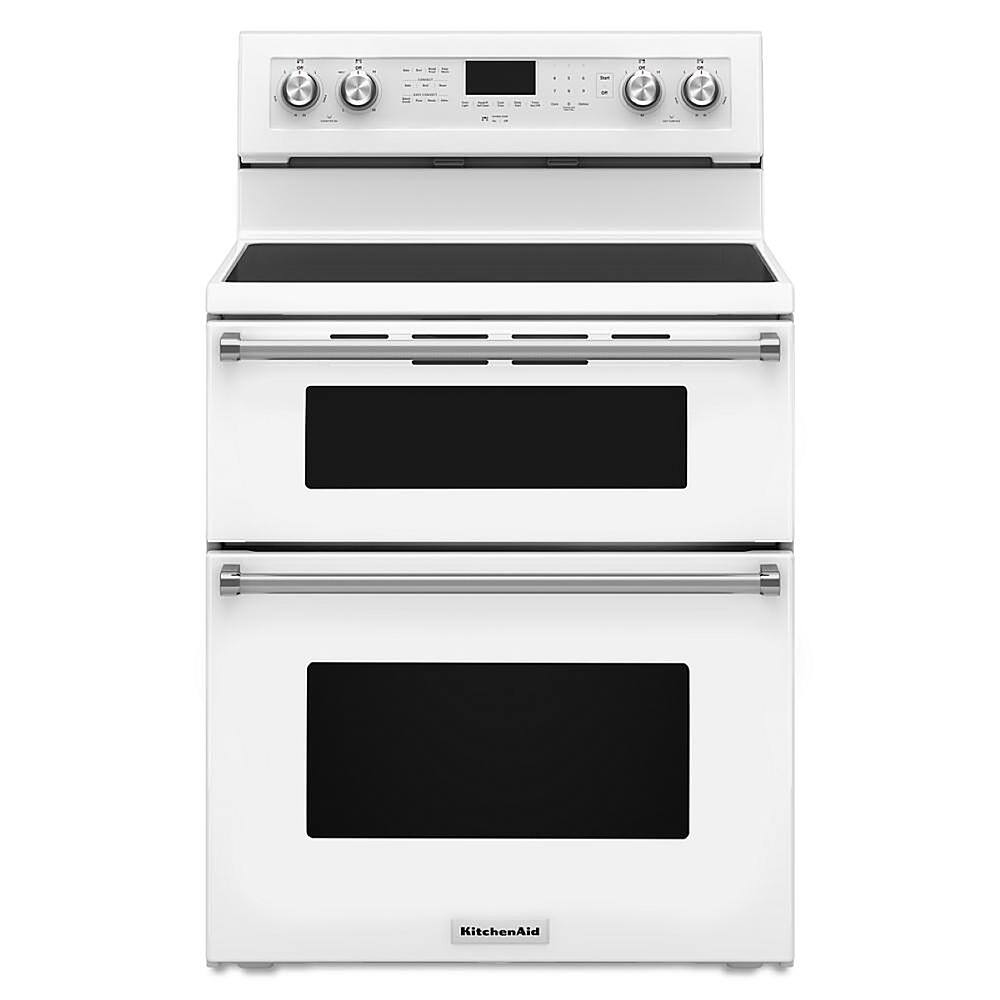 KitchenAid - 6.7 Cu. Ft. Self-Cleaning Freestanding Double Oven Electric Convection Range - White