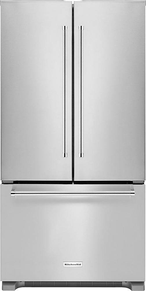 Front. KitchenAid - 21.9 Cu. Ft. French Door Counter-Depth Refrigerator - Stainless steel.