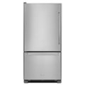 Front. KitchenAid - 19 Cu. Ft. Bottom-Freezer Refrigerator with Produce Preserver - Stainless Steel.
